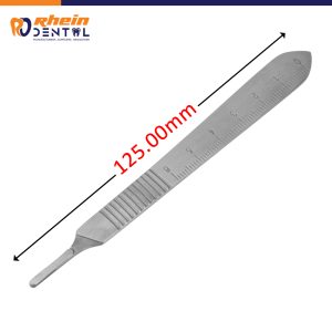 Side view of 12.5cm stainless steel scalpel handle