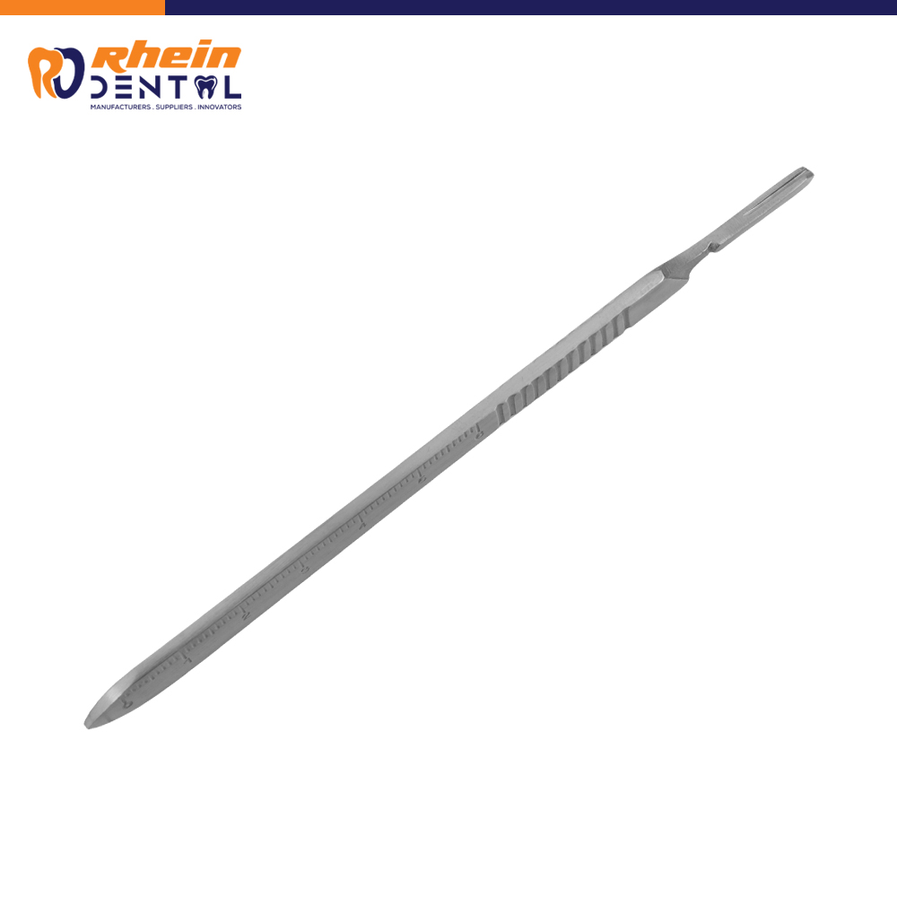 Detailed view of the stainless steel handle and grooved grip design.