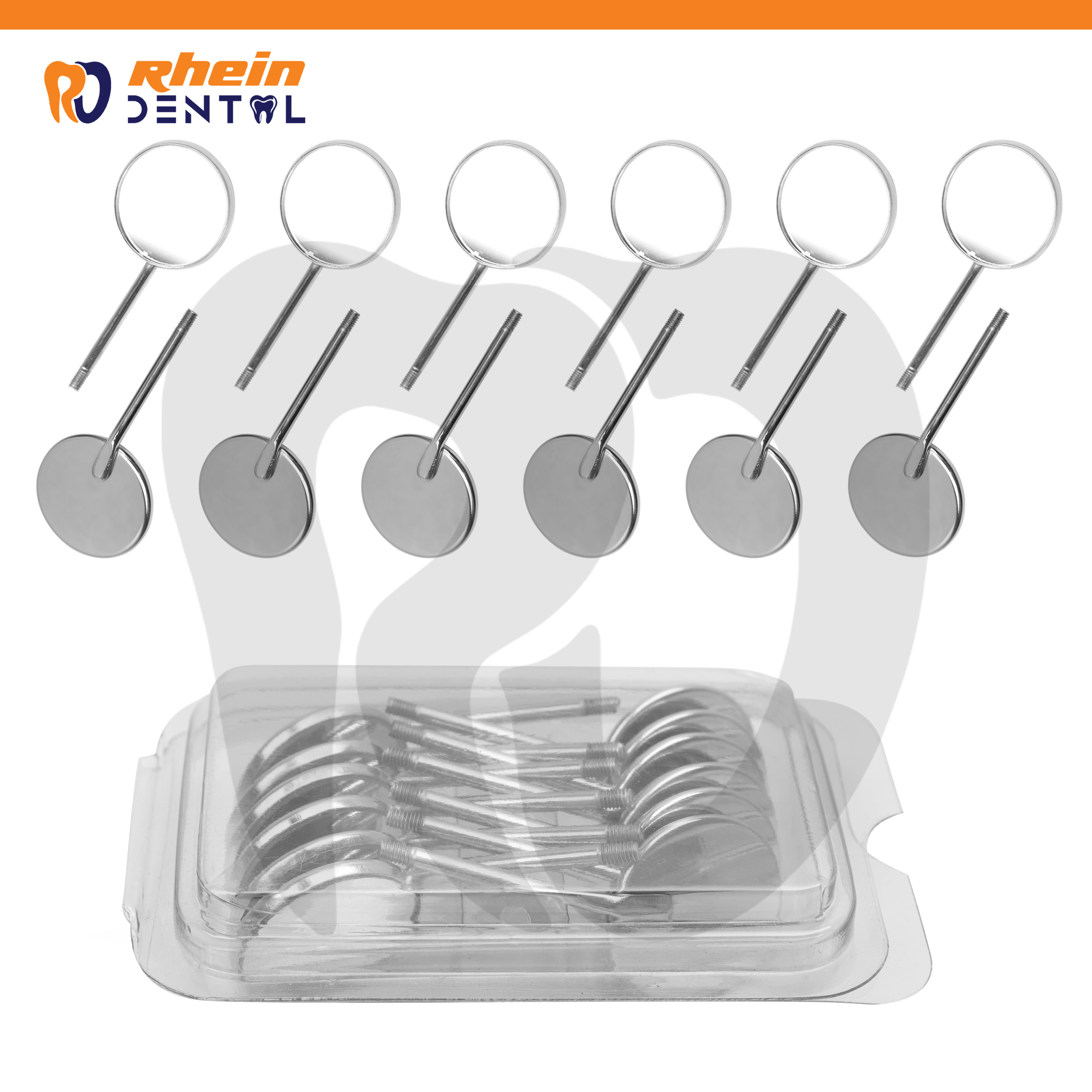Dental Mouth Mirror 12Pcs Set – rear view showing angled neck and rim