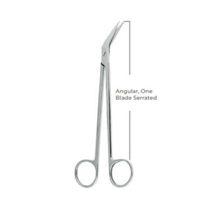 Locklin Gum Scissors Angular Fig. 2 – 16.5cm | One Serrated Blade Surgical Scissors for Precision Dental & Periodontal Use