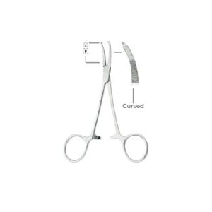Halstead-Mosquito Haemostatic Forceps Curved 1x2 Teeth Fig. 2 – 12cm | Fine Tip Surgical Clamp, Stainless Steel Hemostat for Medical & Dental Use
