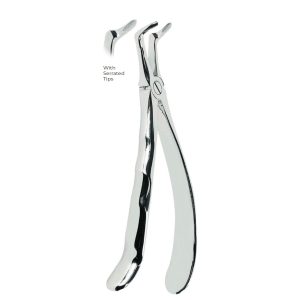 Extracting Forceps with Coderella Handle Fig. 45 – Serrated Tips for Lower Roots – Precision Dental Extraction Instrument