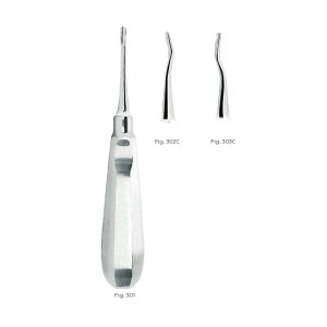 Apexo Root Elevator Fig. 301 – Stainless Steel Dental Extraction Instrument with Ergonomic Handle Design