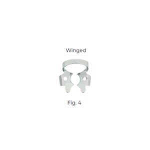 Dental Clamp Fig 4 – Winged Clamp for Small Molars with Round Collars, Ideal for Secure Rubber Dam Isolation in Dentistry