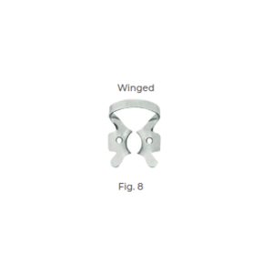 Dental Clamp Fig 8 – Winged Clamp for Round Upper Molars, Designed for Secure Rubber Dam Placement in Dental Procedures