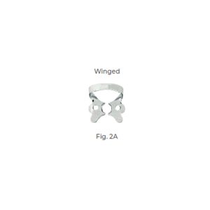 Dental Clamp Fig 2A – Winged Clamp for Premolars with Elongated Collars, Ensures Secure Rubber Dam Isolation in Procedures