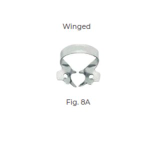 Dental Clamp Fig 8A – Winged Clamp for Molar Roots, Provides Stable Rubber Dam Isolation During Endodontic Procedures