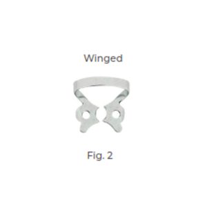 Dental Clamp Fig 2 – Winged Clamp for Lower Premolars with Elongated Collars, Designed for Effective Rubber Dam Isolation