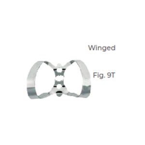 Edged Labial Clamp Fig. 9T – Winged Anterior Rubber Dam Clamp for Enhanced Grip and Isolation in Dental Procedures