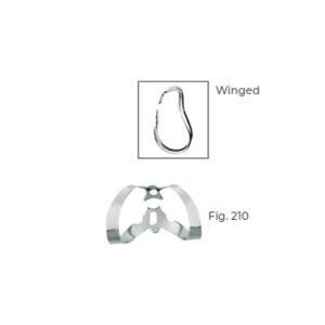 Dental Clamp Fig 210 – Winged Labial Clamp for Anterior Teeth, Designed for Secure Rubber Dam Isolation in Dental Procedures