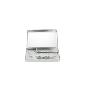 Stainless Steel Instrument Tray with 23-Slot Insert Frame – 288x187x39mm – Durable, Autoclavable for Dental, Surgical, or Medical Use
