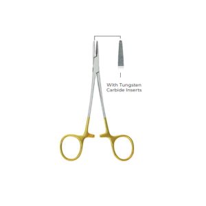 Halsey Needle Holders 13cm – Serrated Jaws with Tungsten Carbide Inserts, Precision Surgical Instrument for Suturing