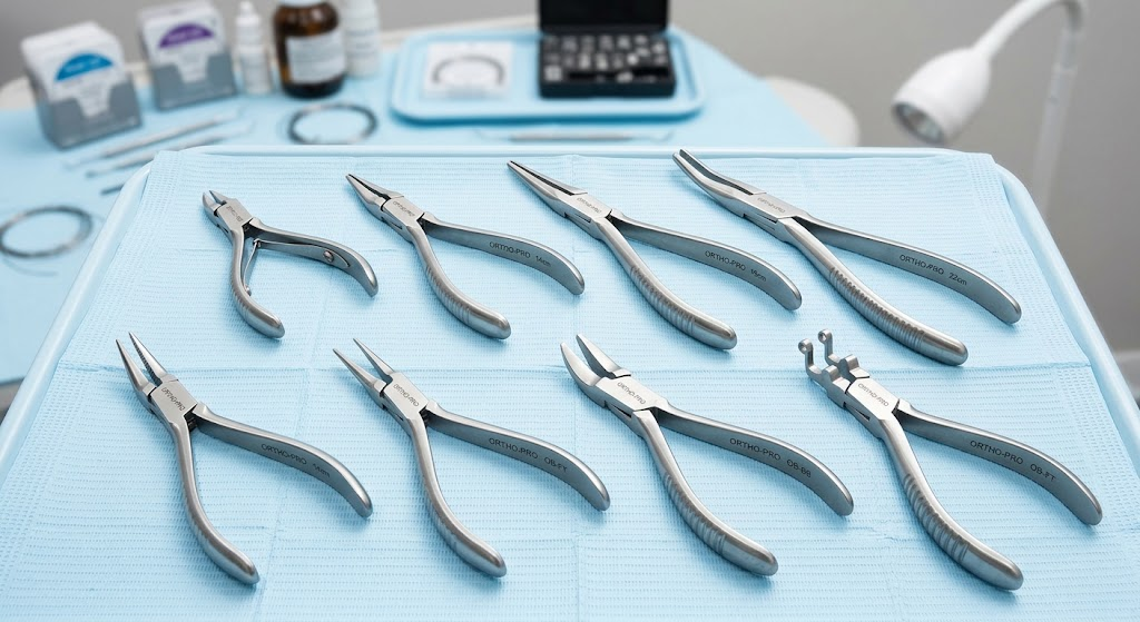 Bird beak pliers come in multiple lengths and tip configurations for different orthodontic needs.