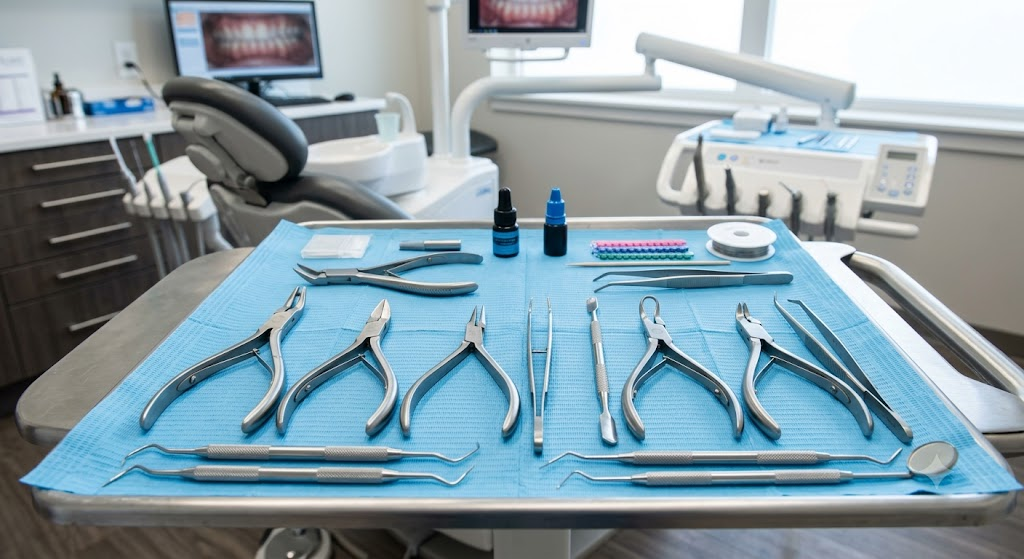 Orthodontic instrument set for fixed braces