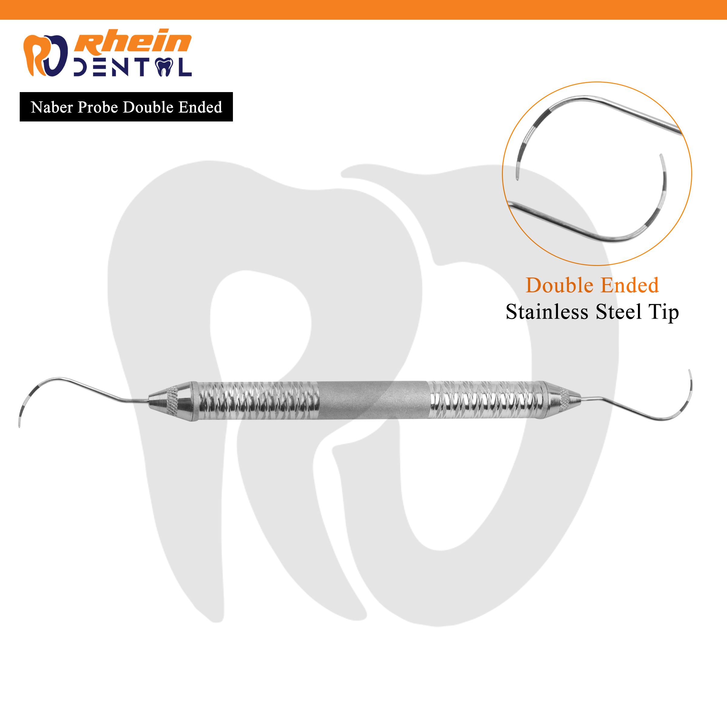 alt="Naber Probe Double Ended stainless steel periodontal dental instrument"