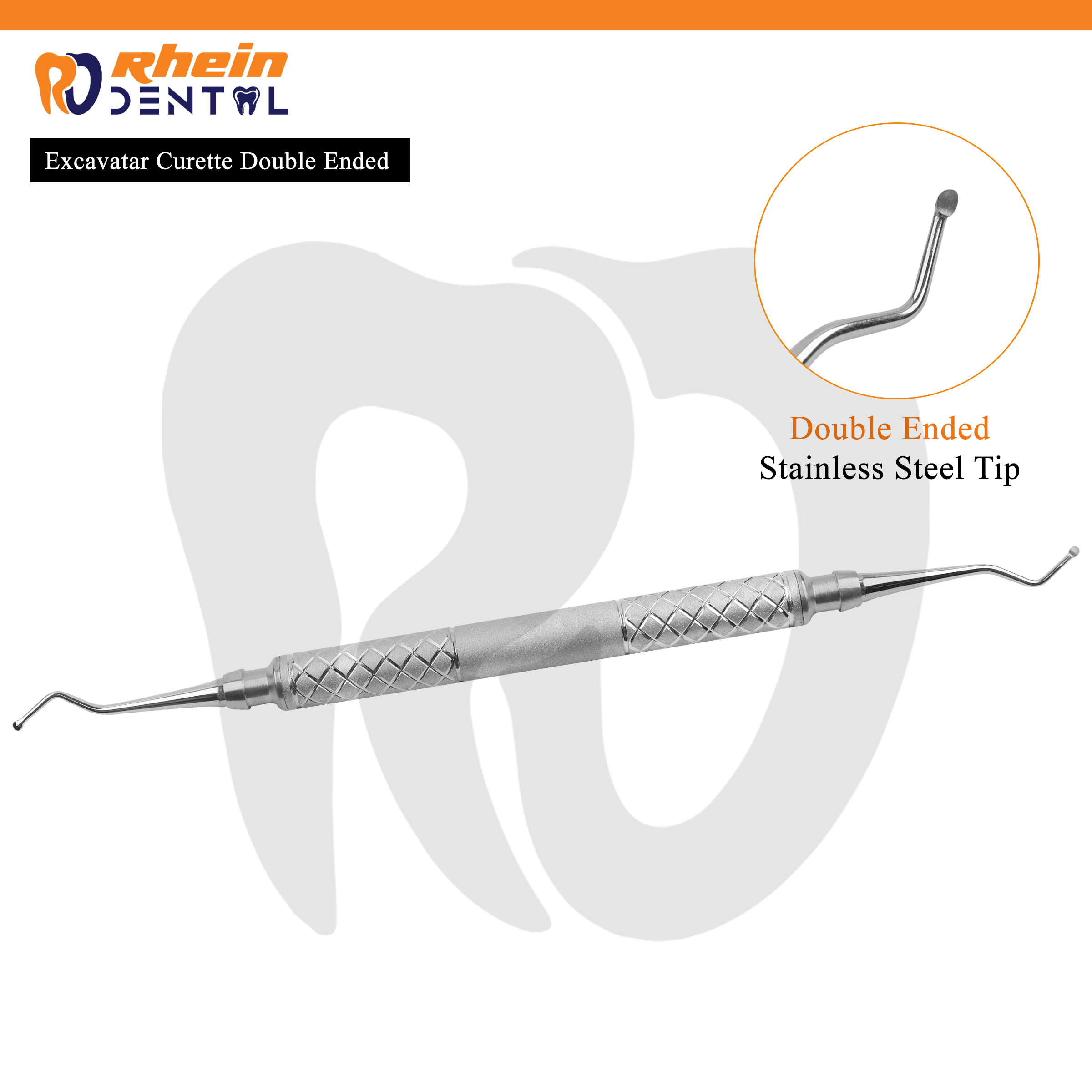 Stainless steel periodontal curette double ended for dental clinics