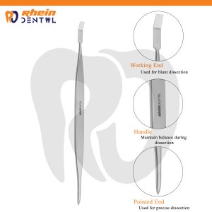 Elevator Howarth periosteal – close-up of the angled flat working end used to lift mucoperiosteal flaps
