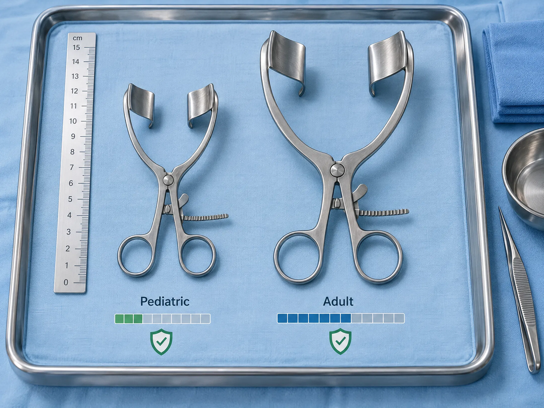 Pediatric and adult retractors are selected by blade size, working depth, and applied force to achieve controlled, atraumatic tissue retraction. Select 73 more words to run Humanizer.