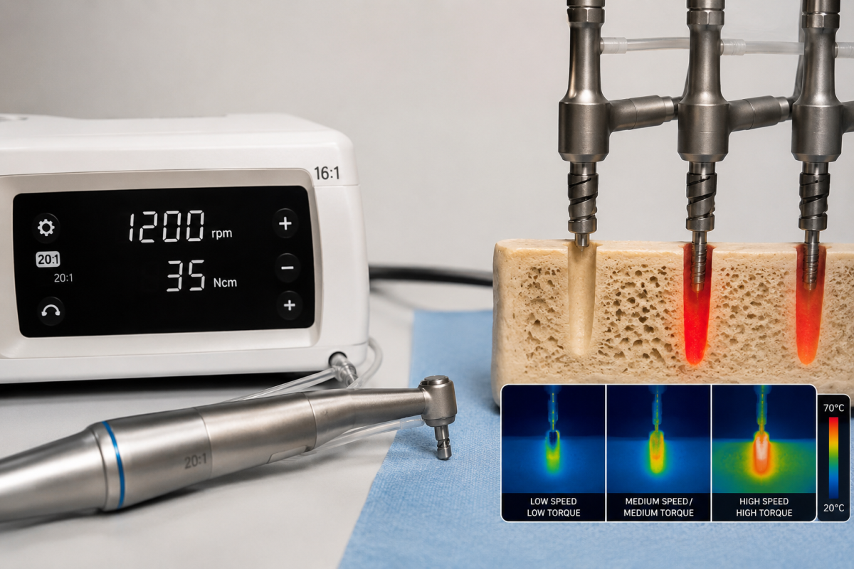 Correct speed and torque settings directly influence heat generation during bone-cutting procedures.