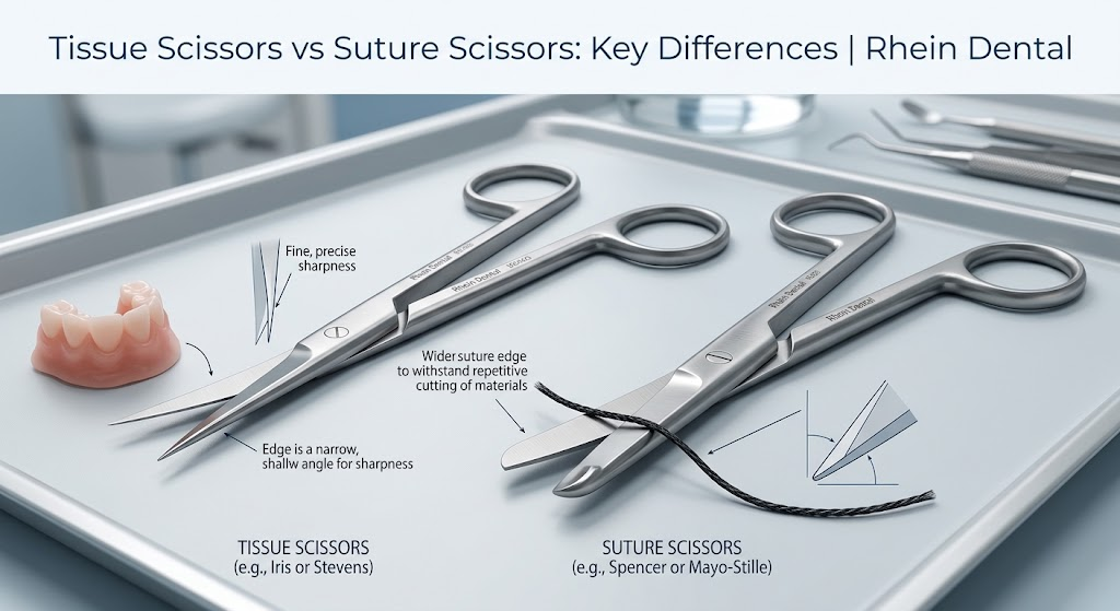 Tissue scissors and suture scissors may look similar, but their blade design serves very different surgical purposes.