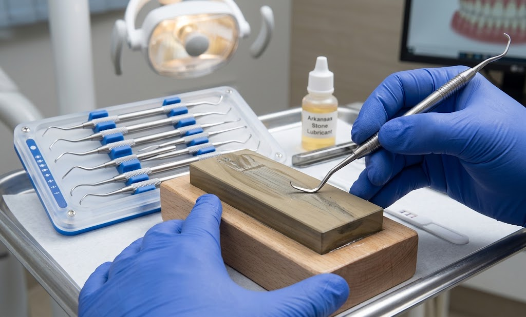 Proper instrument sharpening keeps curette and scaler cutting edges precise, ensuring consistent, effective periodontal therapy outcomes every session.