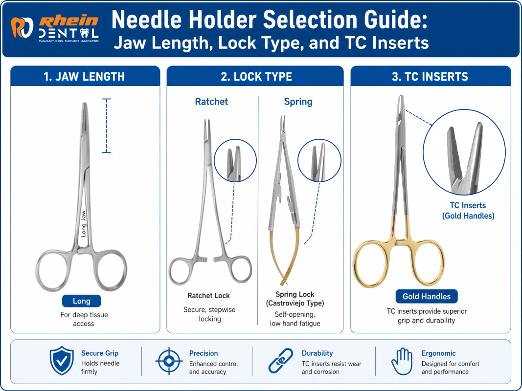 Needle Holder Selection Guide Jaw Length, Lock Type & Tungsten Carbide (TC) Inserts Explained