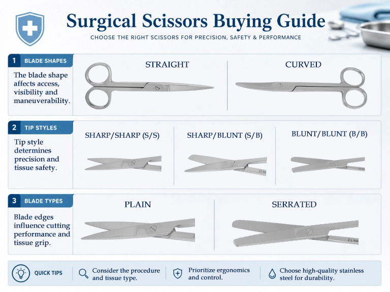 From straight to curved, sharp to blunt — the right scissor tip can make or break precision in every cut. Learn how to match blade shape and style to your surgical needs.