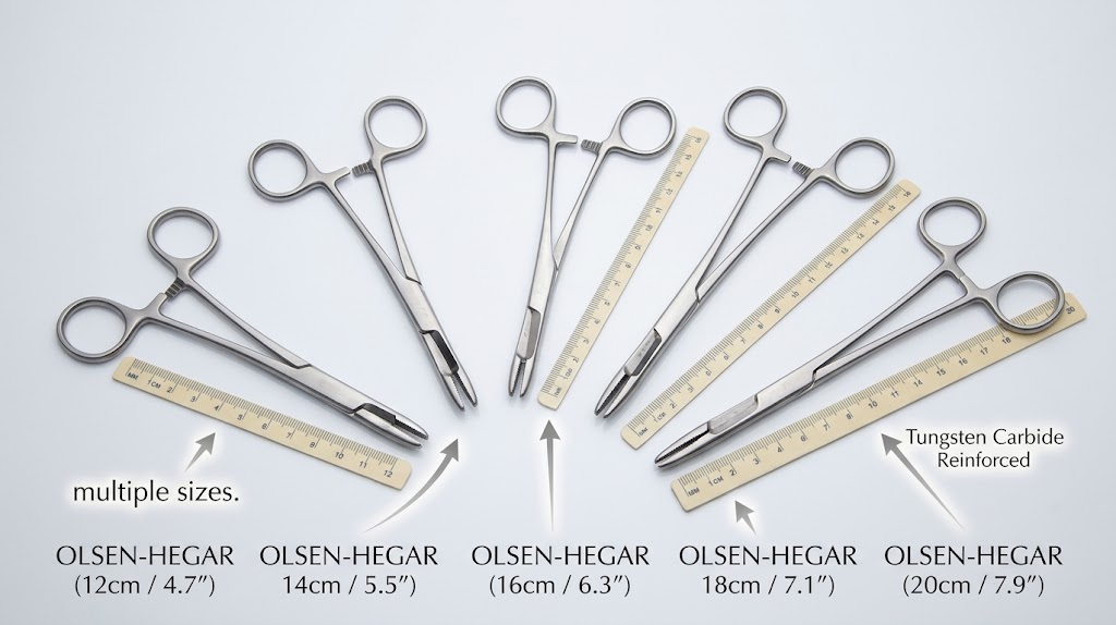 Olsen-Hegar needle holders are available in multiple sizes to suit different surgical needs.