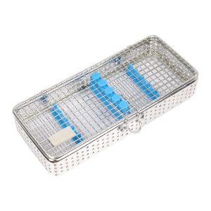 Dental Sterilization Cassette 5Pcs – open view with silicone holders and click-on lock