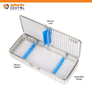 Dental Sterilization Cassette 5Pcs – side profile showing hinge-back design