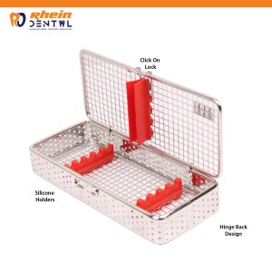 Slim Dental Sterilization Cassette 5Pcs – side profile showing wire-loop clasp
