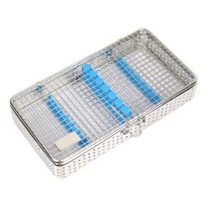 Dental Sterilization Cassette 7Pcs – open view with silicone holders and click-on lock