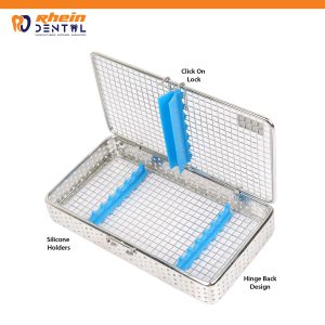 Dental Sterilization Cassette 7Pcs – side profile showing hinge-back design