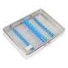 Dental Sterilization Cassette 10Pcs – open view with silicone holders and click-on lock