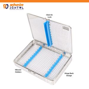 Dental Sterilization Cassette 10Pcs – side profile showing hinge-back design