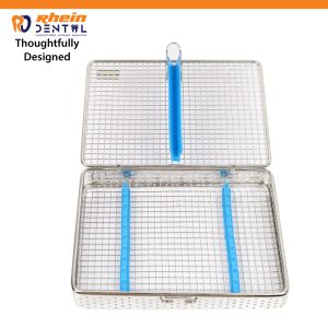 Dental Sterilization Cassette 10Pcs – side profile showing hinge-back design