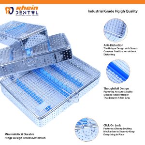 Dental Sterilization Cassette 10Pcs – close-up of click-on locking mechanism