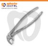 Mandibular premolar forceps with symmetrical beaks and knurled handles in polished silver finish