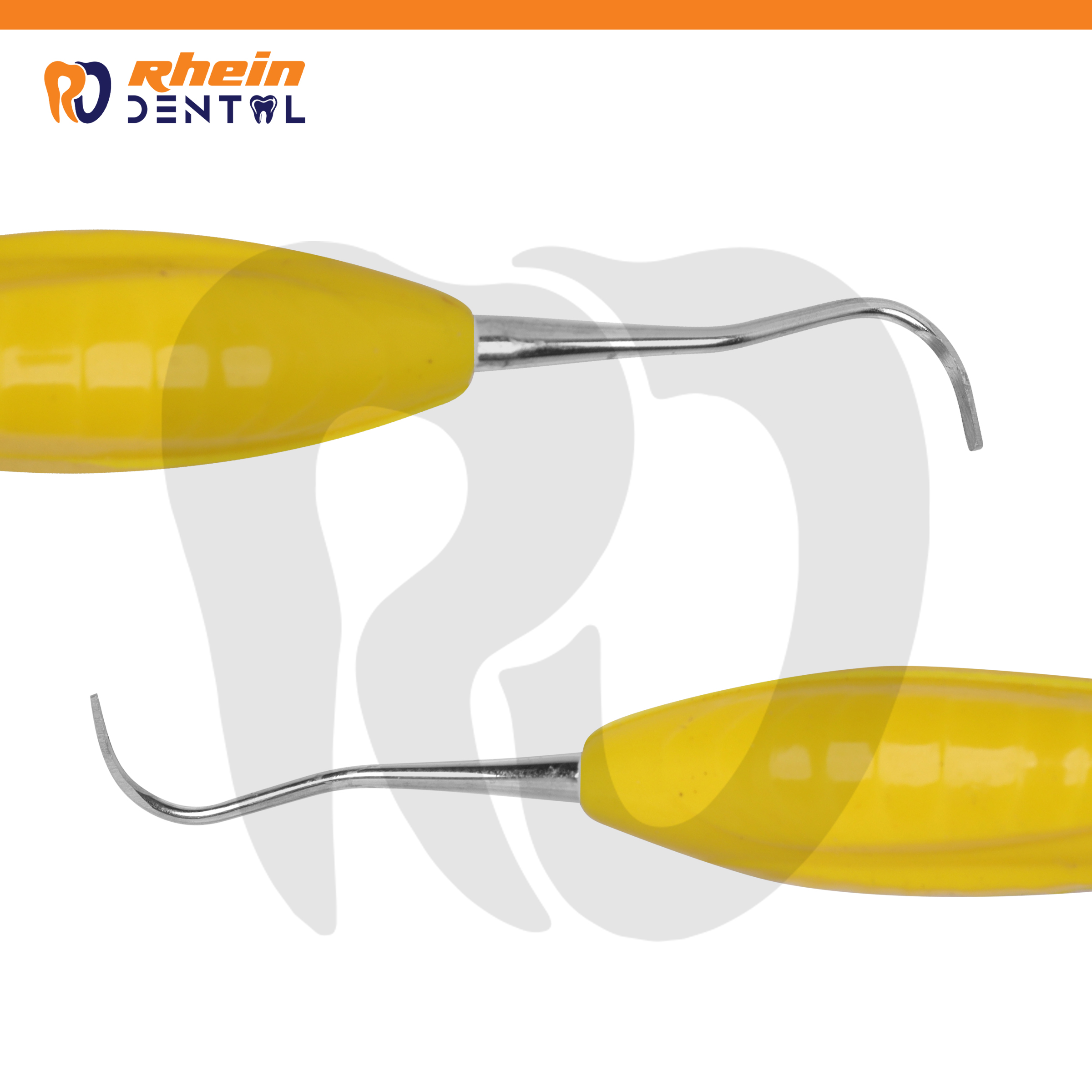 Younger Good Scaler curved blade tip and slim bent shank detail for subgingival access