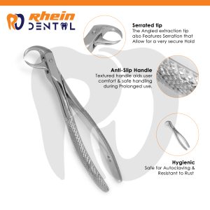 Extracting Forceps side view of curved beak and hinge