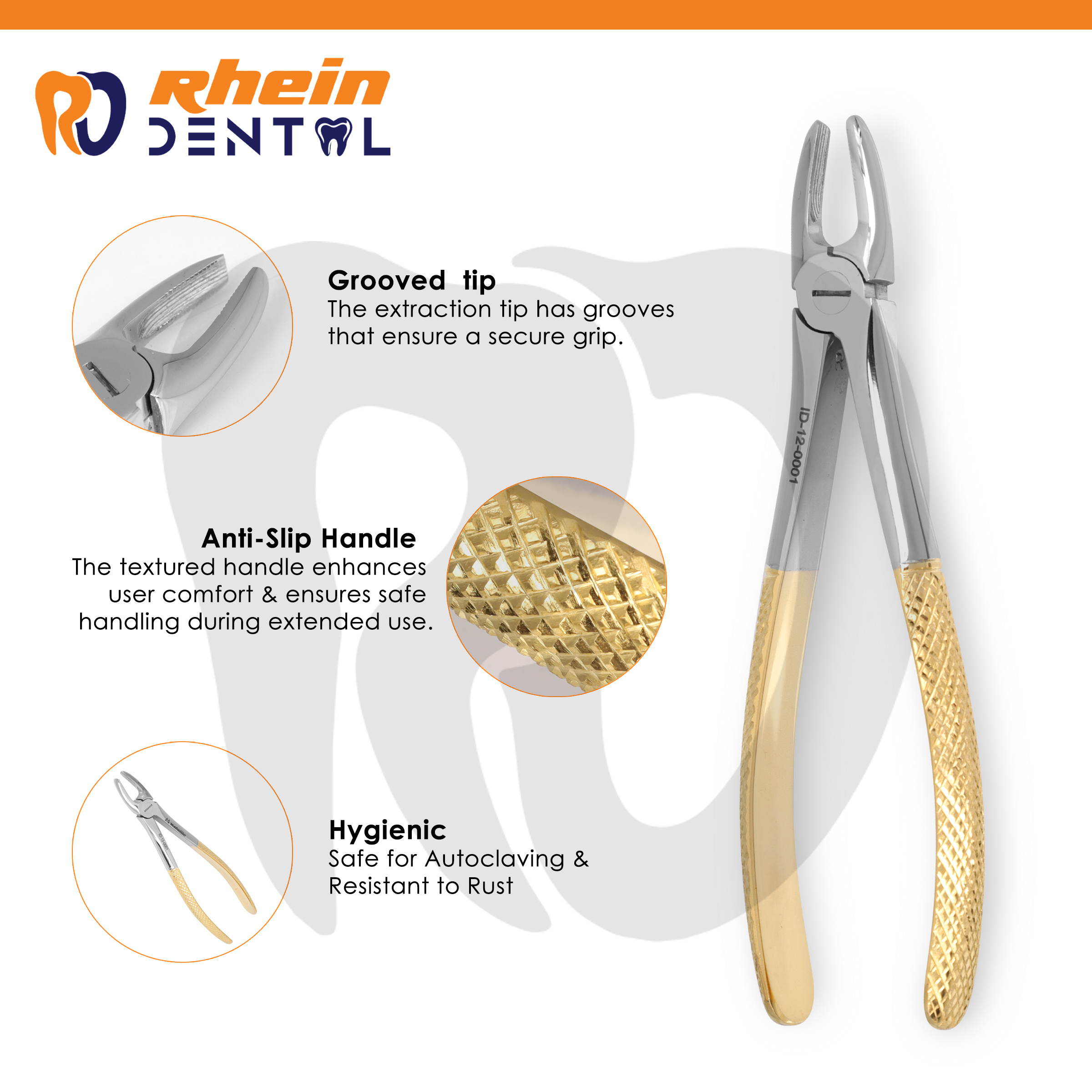 Extracting Forcep TC Fig 1features: grooved tip, anti-slip handle, autoclave-safe and rust-resistant